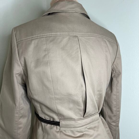 Ann Taylor LOFT Belted Jacket Medium Petite Womens Safari Utility Cargo Khaki - Picture 5 of 9